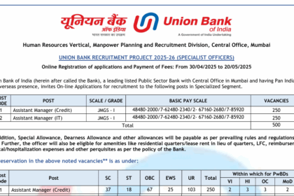 Union Bank Is Hiring 500 Assistant Managers – ₹85,000 Salary & No Experience Required!