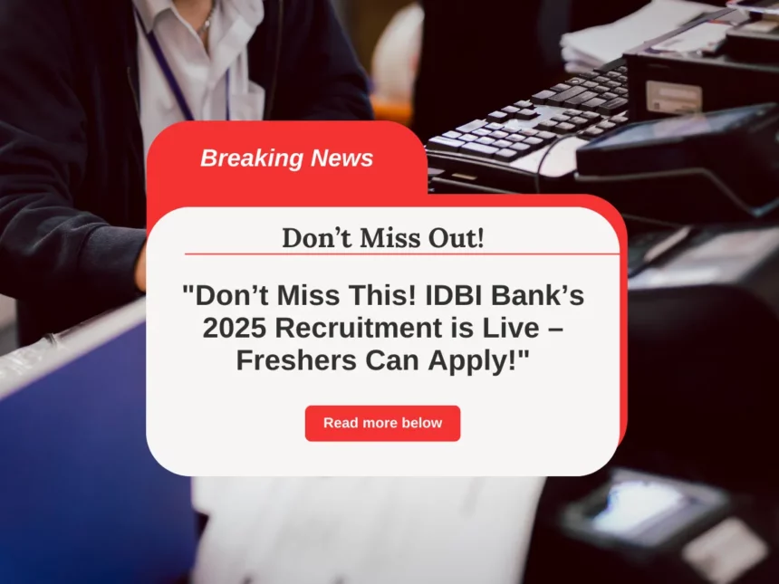 Just Released: IDBI Bank Junior Manager Form 2025 – No Experience Needed!